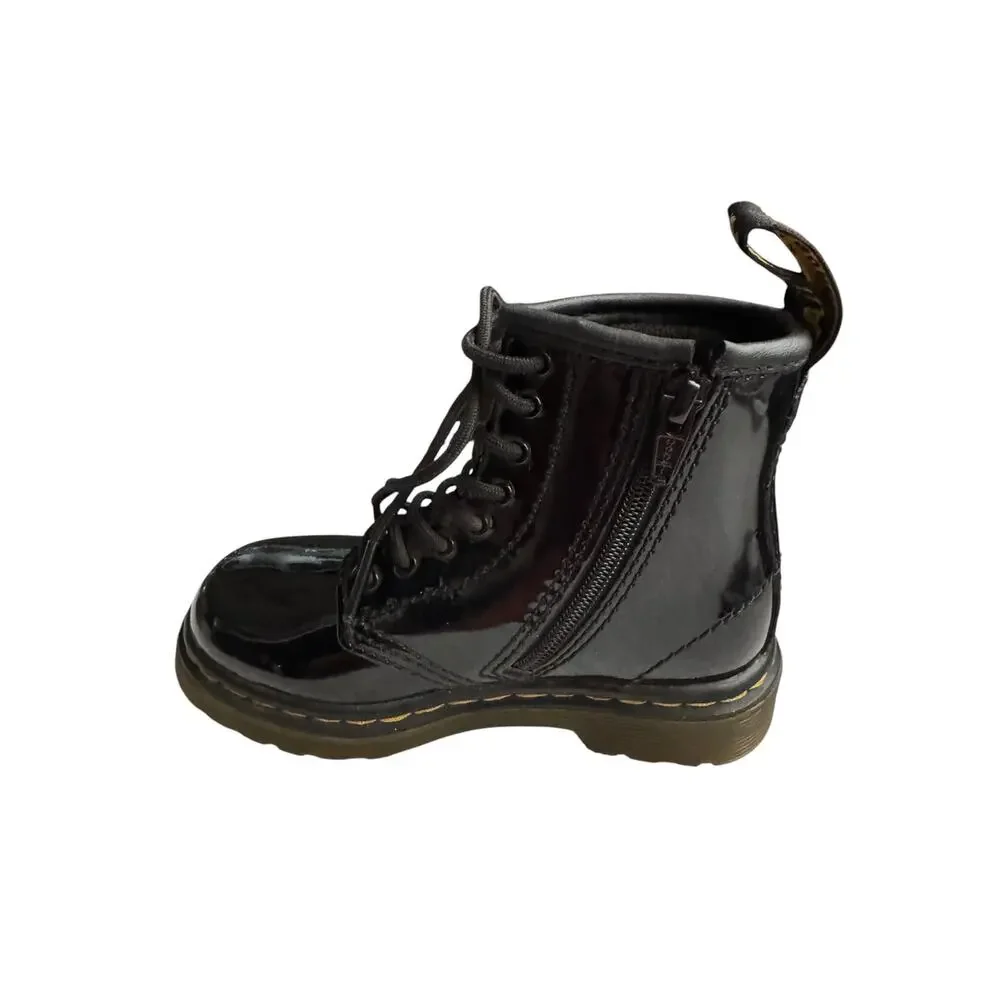 Dr. Martens Kids Boots Size 8 Youth Black Patent Lace Up Combat Boots